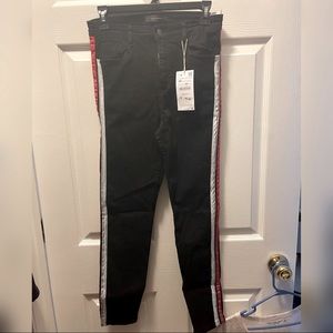 👖 Zara black Jeans Red and White Stripe